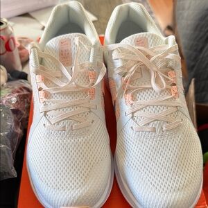 Nike Women's White and Peach Sneakers